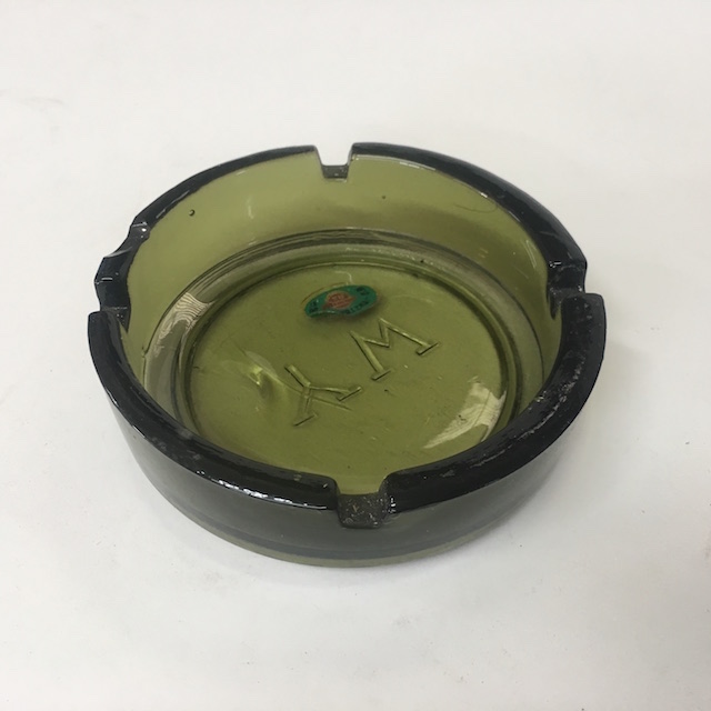 ASHTRAY, Glass - Dark Green Round Ex Small
